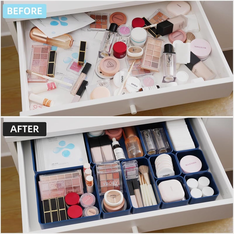 CHANCETSUI 11-Piece Stackable Drawer Organizer Set, Multi-size Desk Drawer Organizer Trays Vanity Storage Bins for Storing Makeup, Stationery, Utensils in Bathroom Dresser, Office and Kitchen - Image 2
